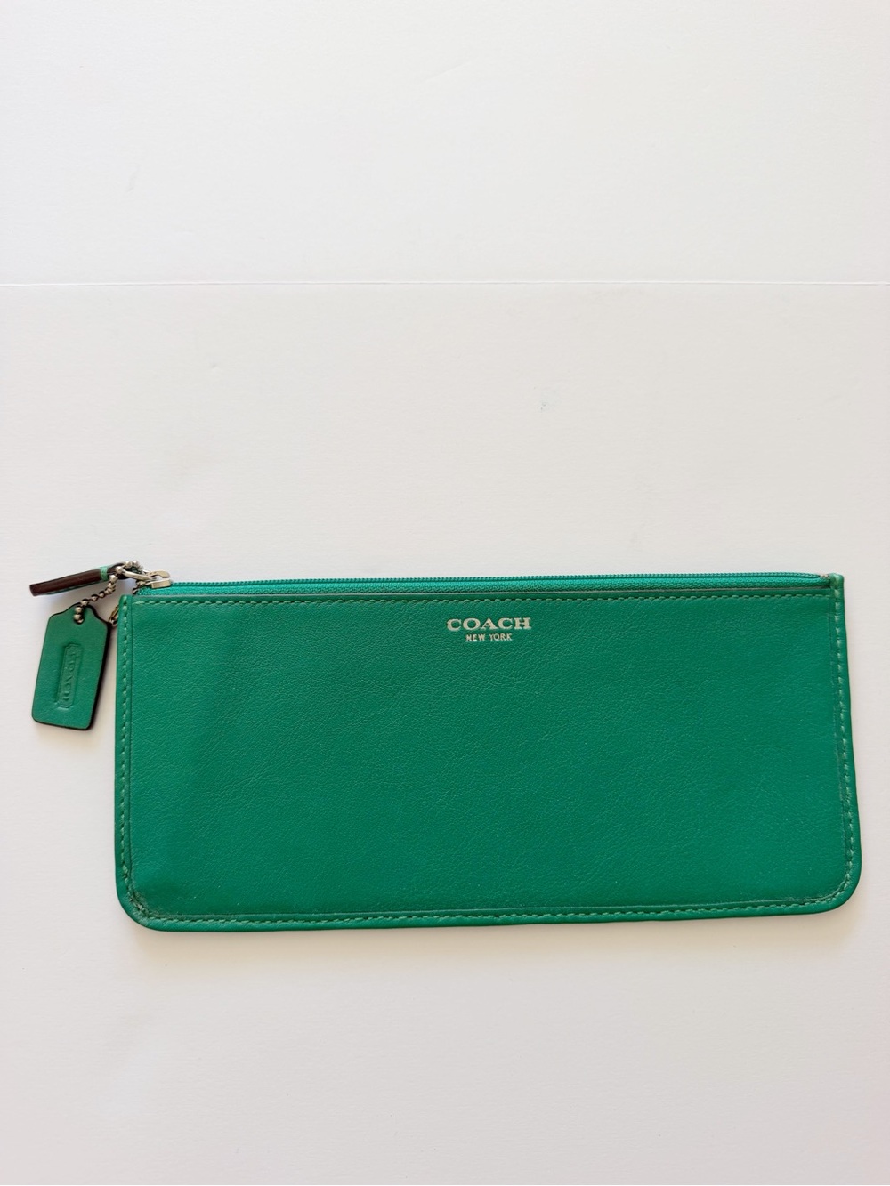 COACH Green Leather Zip Wallet